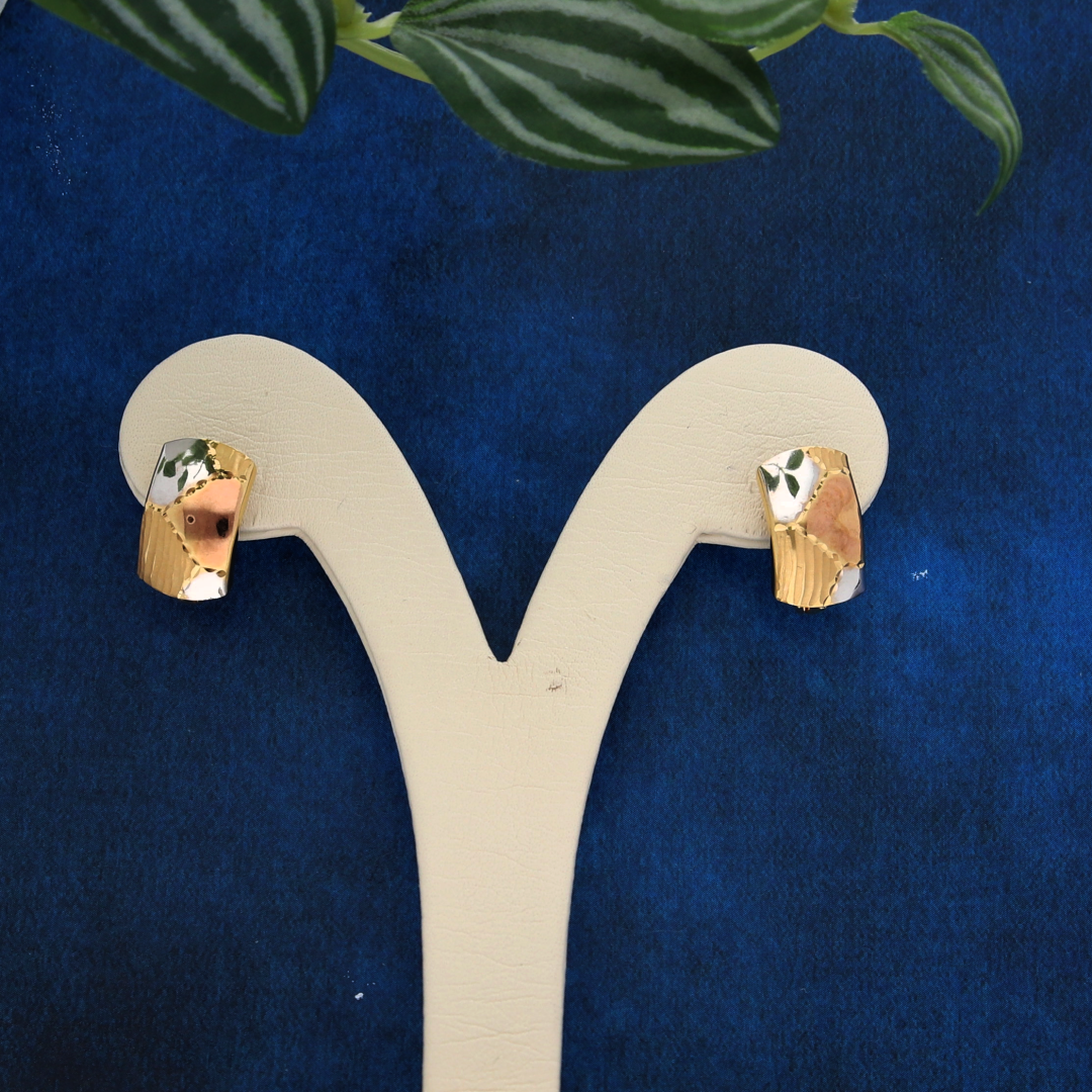 Beautiful Gold Hammered Alfani Tricolor Stud Clip Earrings 18KT