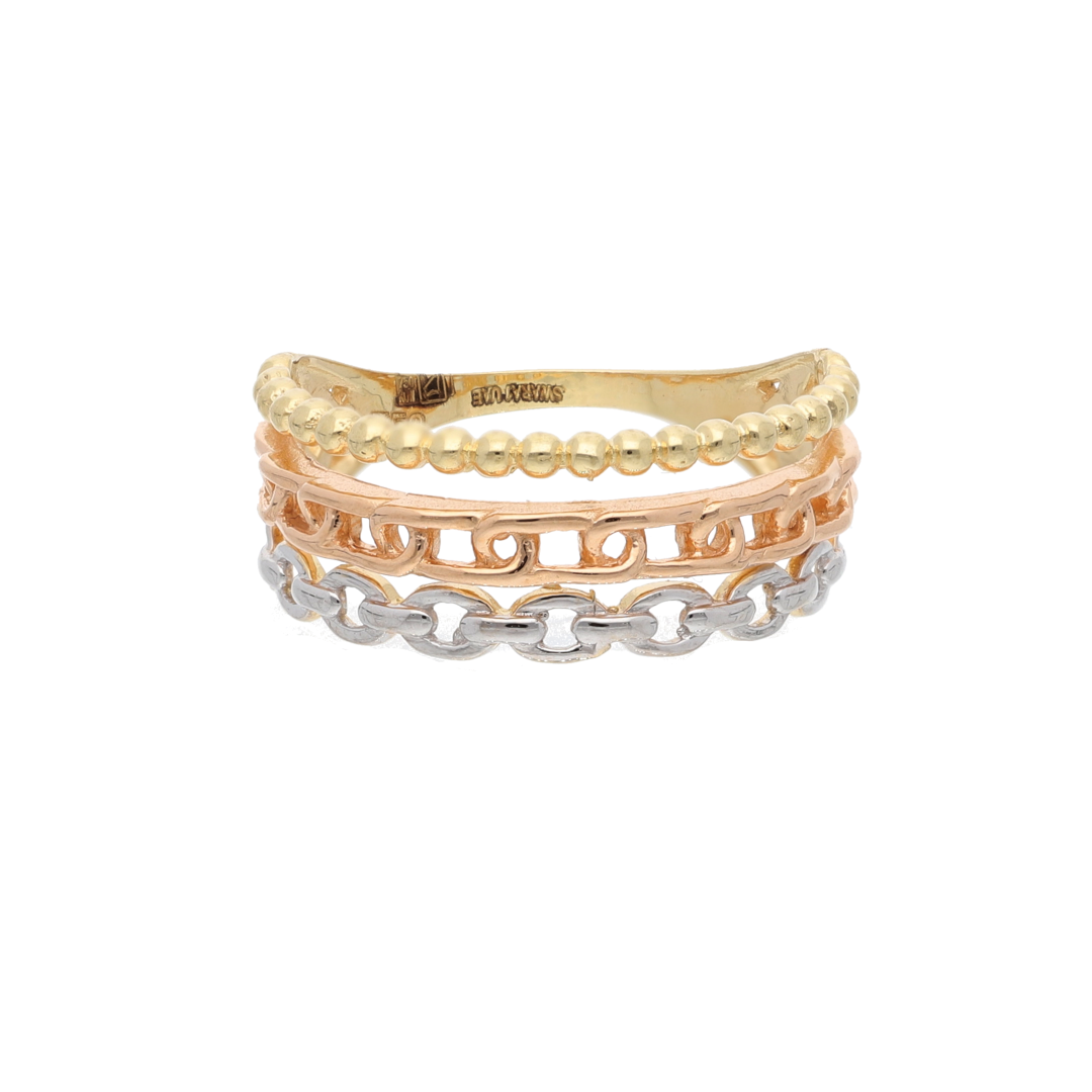 Gold Stud Mixed Style Ring 18KT - FKJRN18K9240