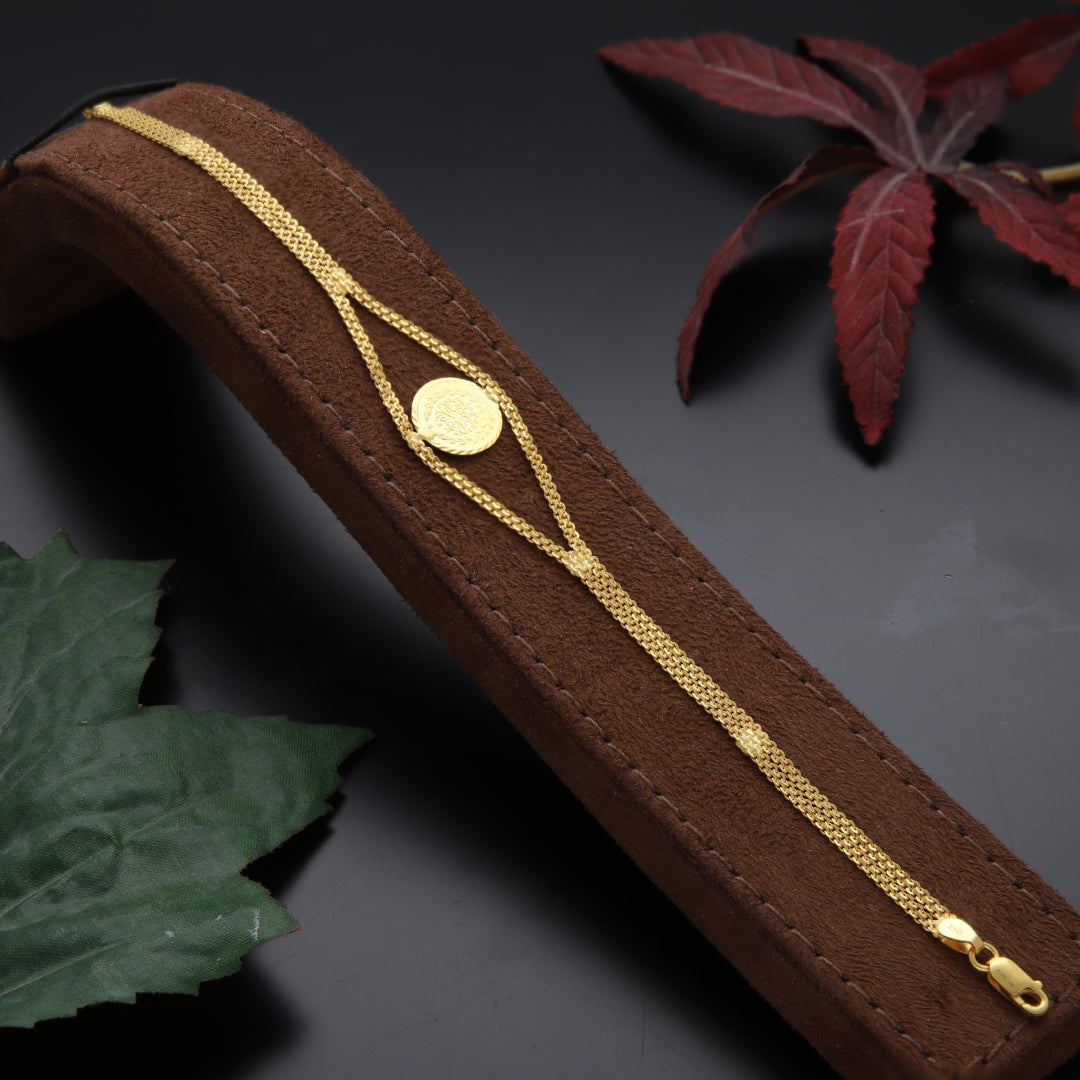 Gold Coin Shaped Bracelet 21KT - FKJBRL21KM10102