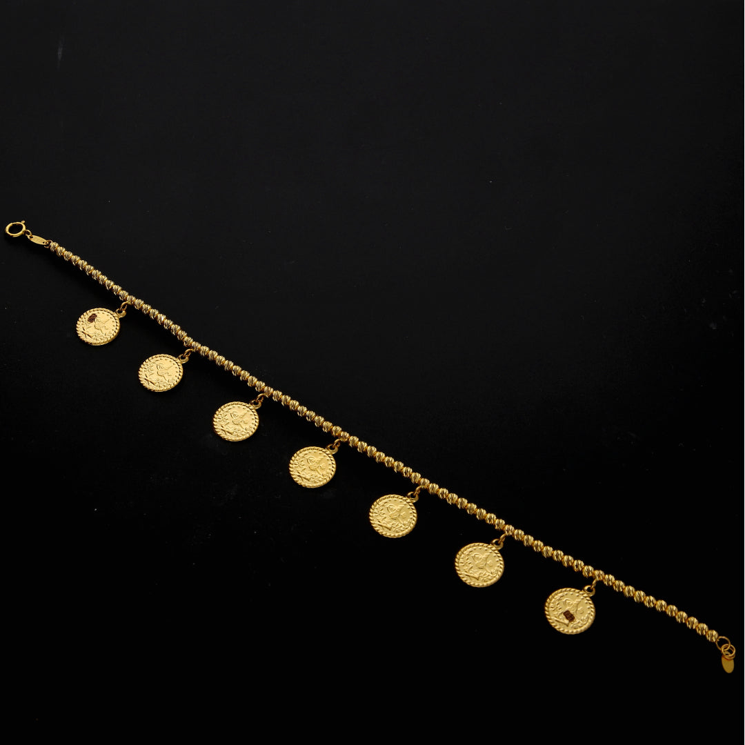 Gold Turkish Lira Beads Bracelet 21KT - FKJBRL21KM10248
