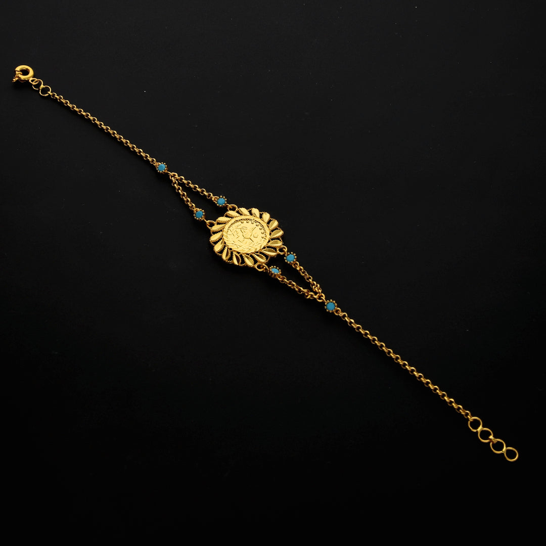 Gold Flower Shaped Bracelet 21KT - FKJBRL21KM10252