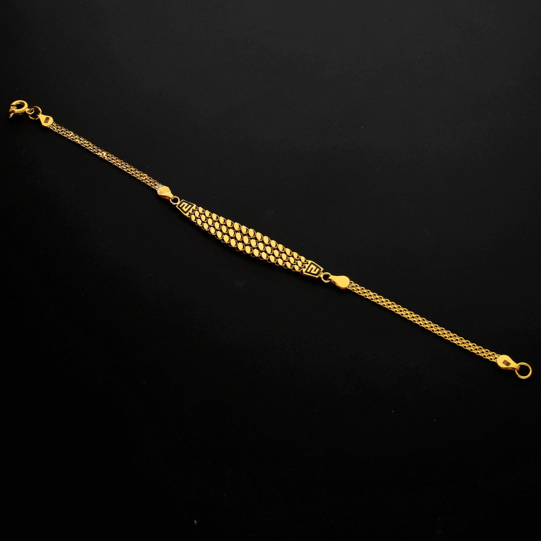 Gold Beaded Triple Strand Bracelet 21KT - FKJBRL21KM10269