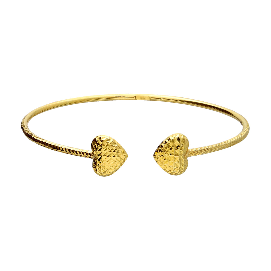 Gold Heart Shaped Cuff Bangle 18KT - FKJBNG18K10324