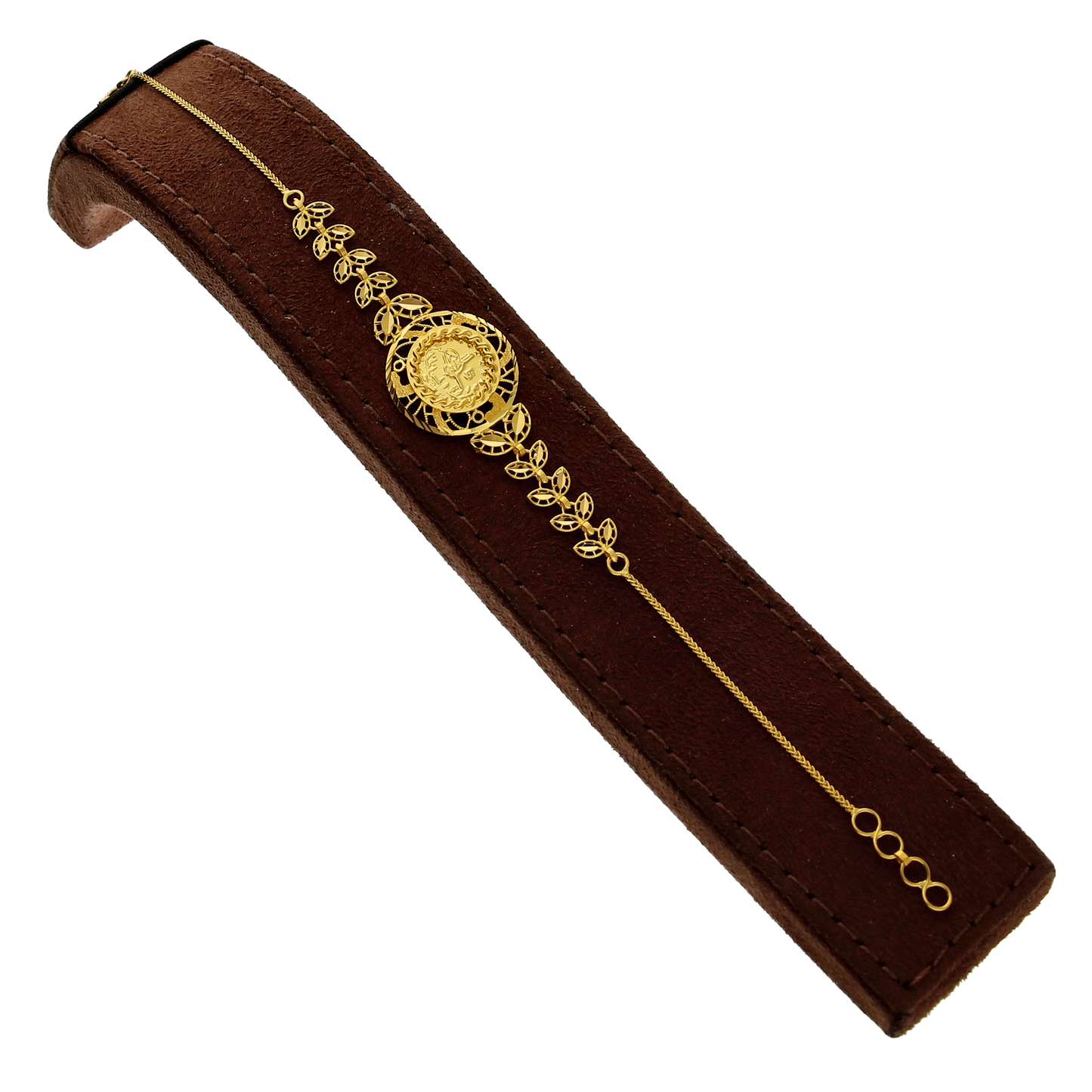 Gold Leaf Motif with Round Turkish Lira Bracelet 21KT- FKJBRL21KM10253