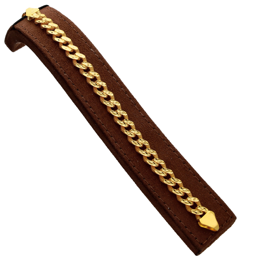 Gold Textured Curb Link Bracelet 21KT - FKJBRL21KM10280