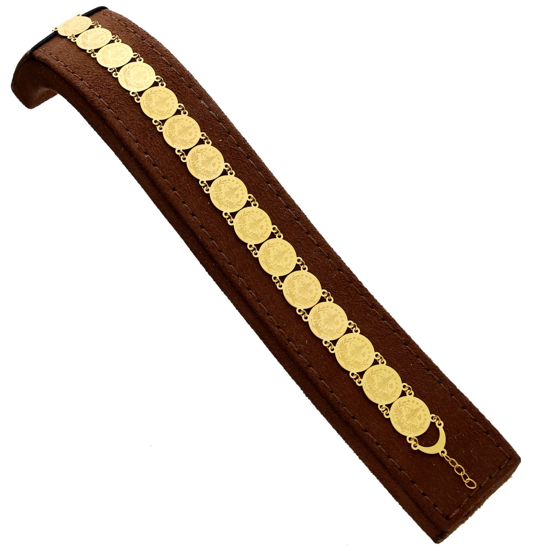 Gold Turkish Lira Strap Bracelet 21KT - FKJBRL21KM10295