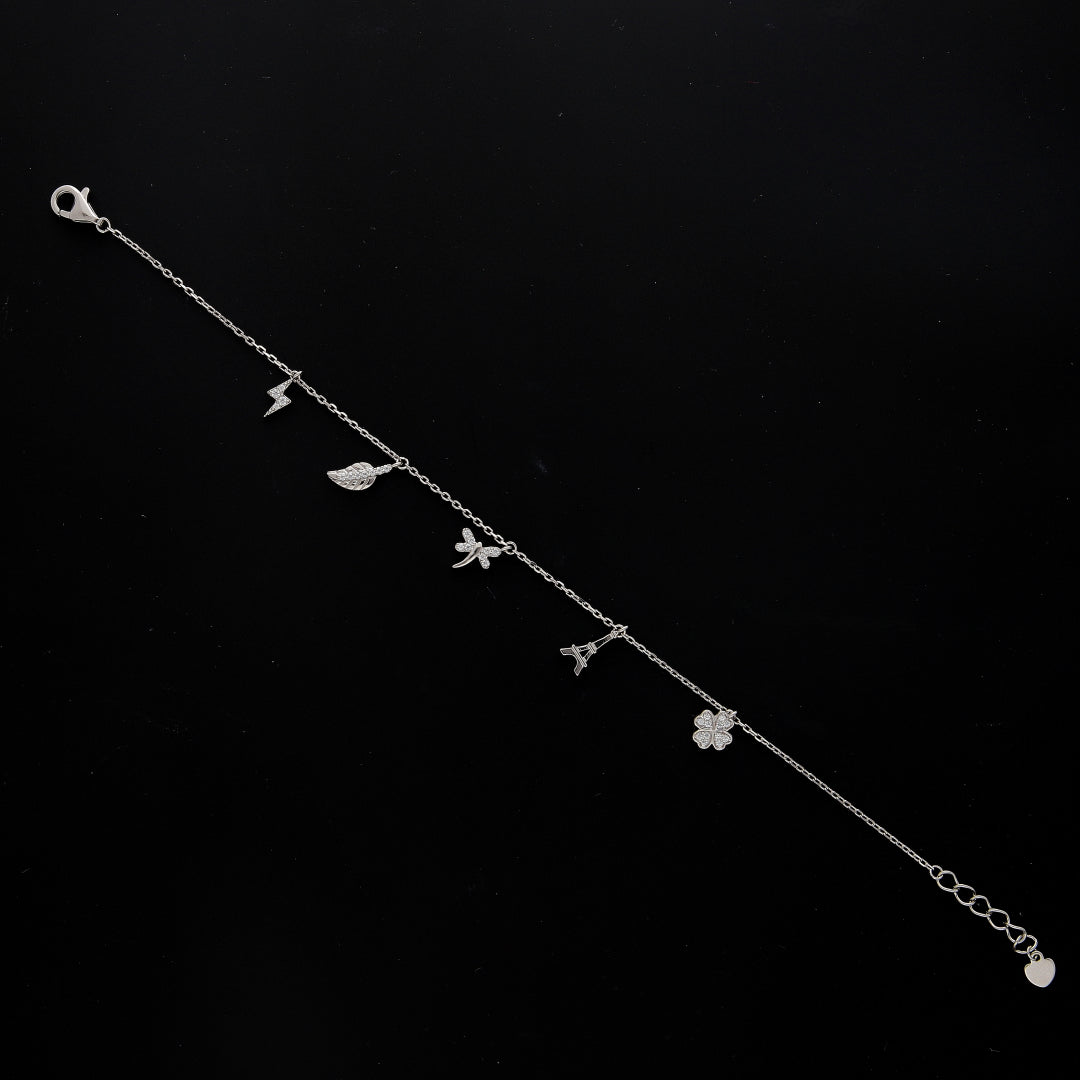 Sterling Silver 925 Playful Charm Bracelet - FKJBRLSL10580