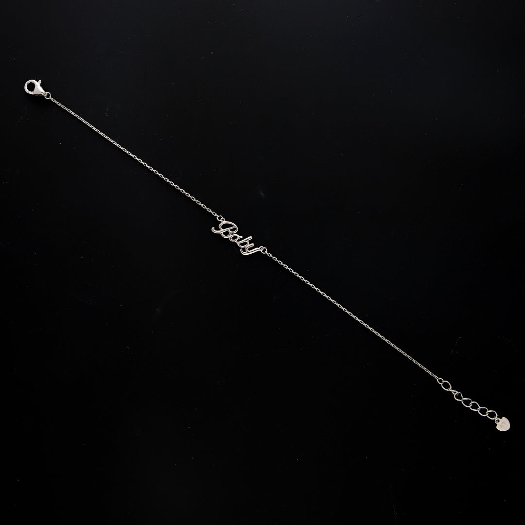 Sterling Silver 925 Baby Script Bracelet - FKJBRLSL10592