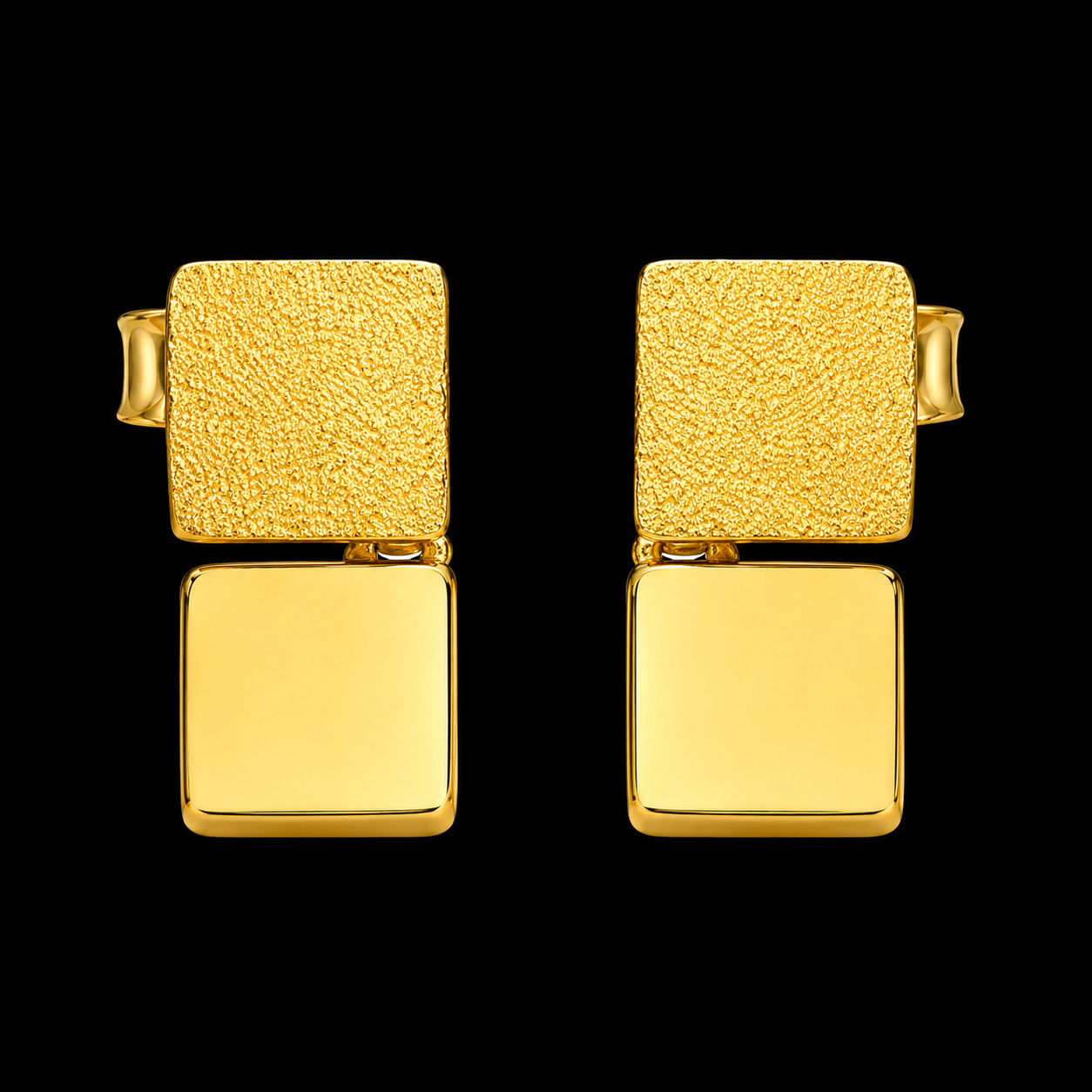 Gold Square Shaped Dangler Earrings 21KT - FKJERN21KM12065