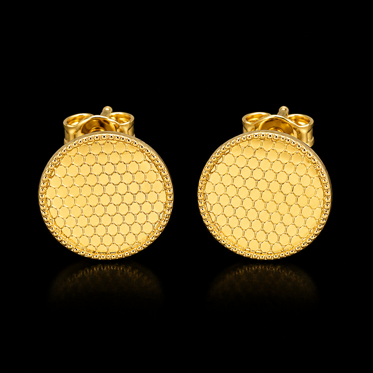 Gold Round Earrings 21KT - FKJERN21KM12125