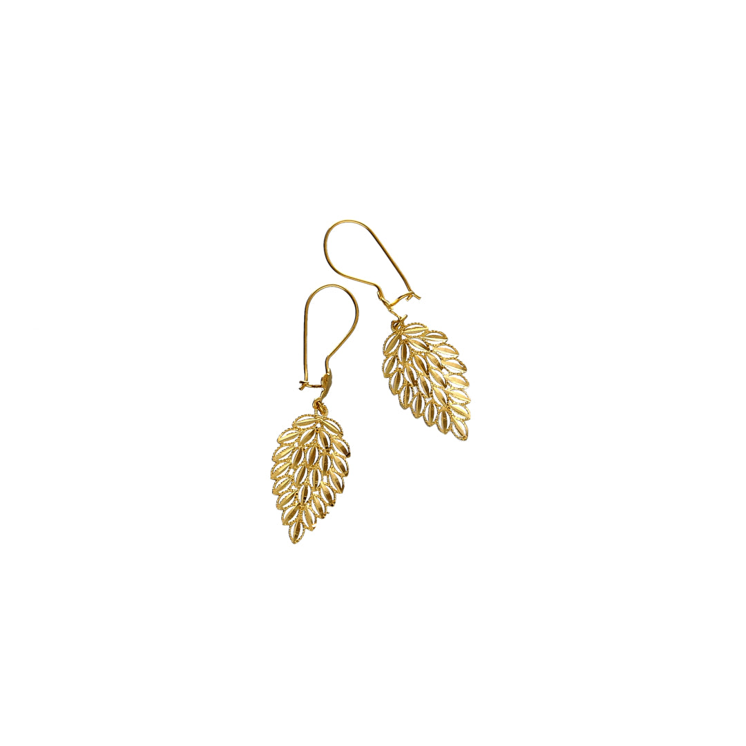 Gold Leaf Design Earrings 21KT - FKJERN21KM10163