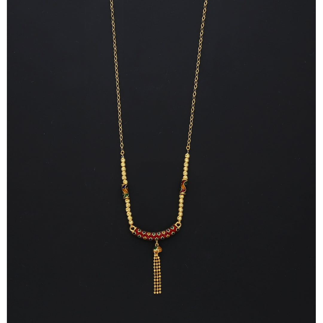 Gold Vibrant Arc Beaded Necklace 21KT - FKJNKL21KM10359