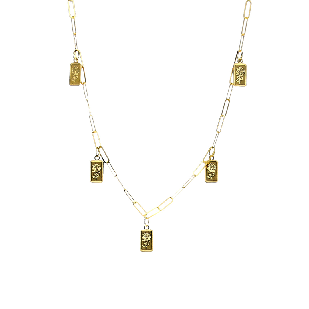 Gold Rose Charms Necklace 21KT - FKJNKL21KM11946
