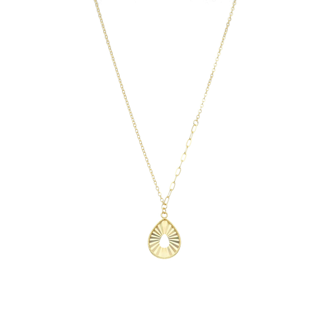 Gold Necklace (Chain with Tear-Drop Shaped Pendant) 21KT - FKJNKL21KM12037