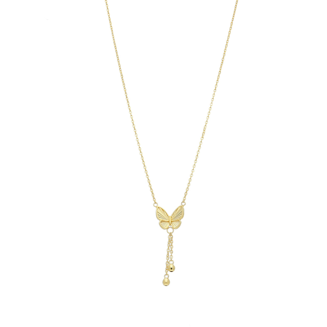 Gold Butterfly Shaped Necklace 21KT - FKJNKL21KM12048