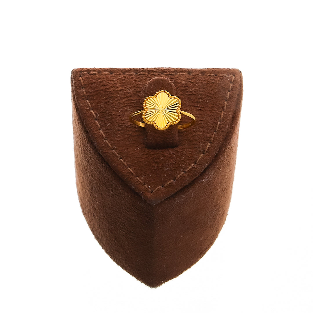 Gold Single Clover Necklace Set (Necklace, Bracelet, Earrings and Ring) 21KT - FKJNKLST21KM10175