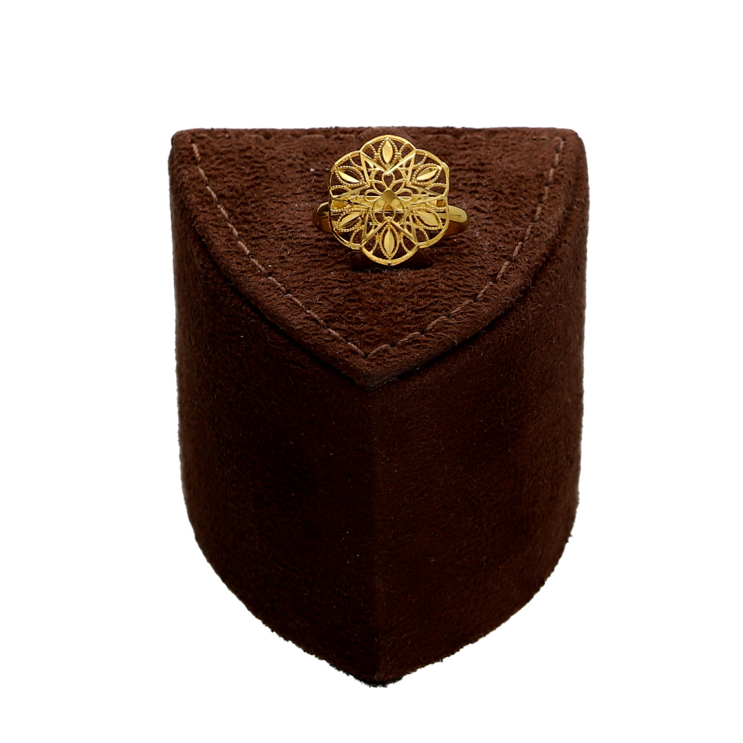 Gold Filigree Flower Necklace Set (Necklace, Earrings and Ring) 21KT - FKJNKLST21KM10219