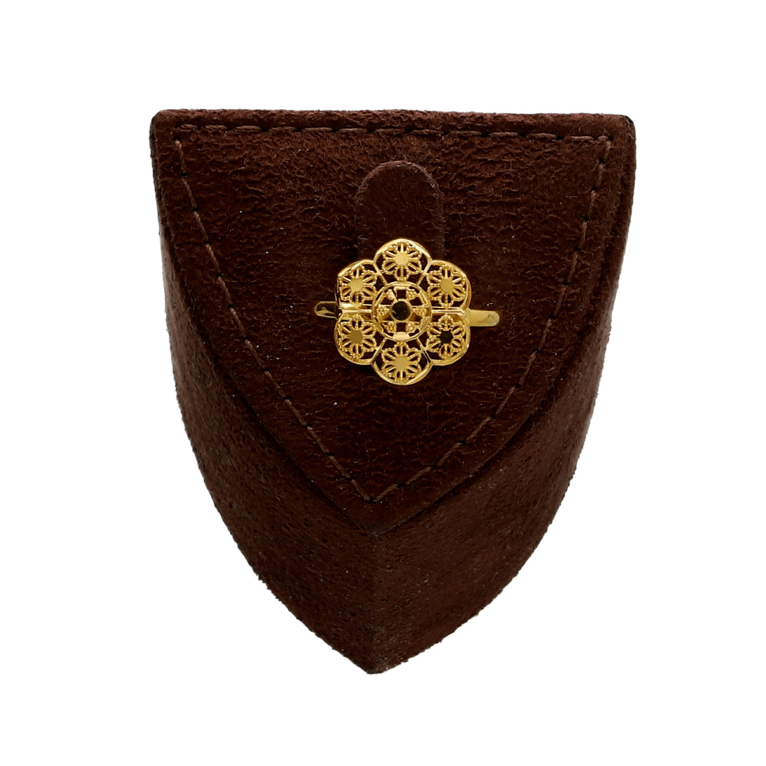 Gold Traditional Mandala Filigree Design Necklace Set (Necklace, Earrings and Ring) 21KT - FKJNKLST21KM10228