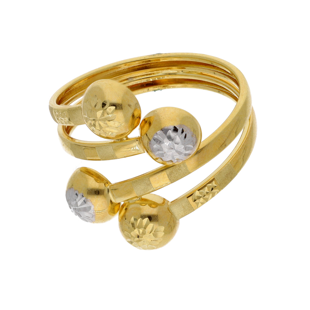 Gold Two Tone Ball Ring 18KT - FKJRN18K10321