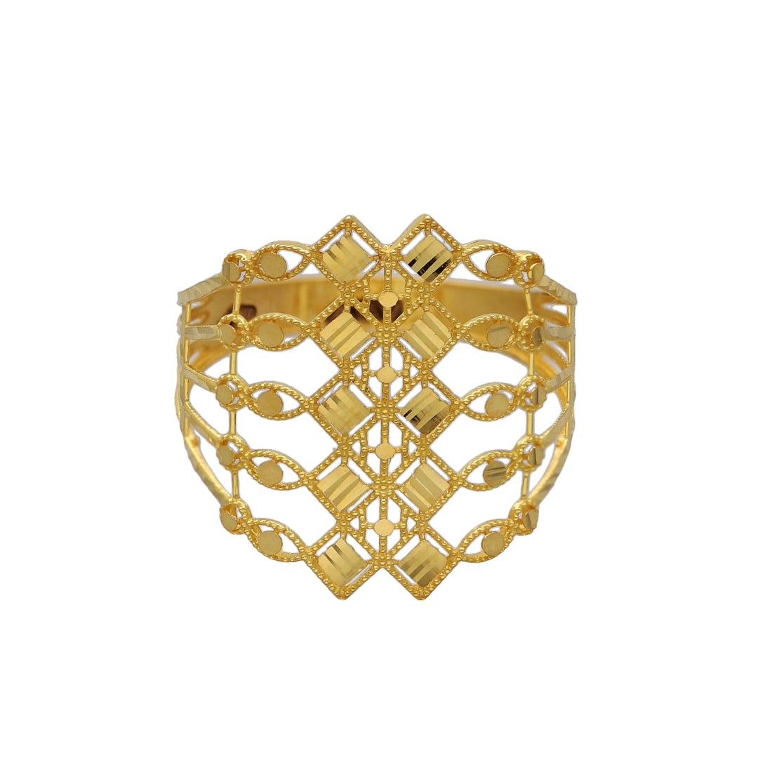 Gold Filigree Grid Ring 21KT - FKJRN21KM10881