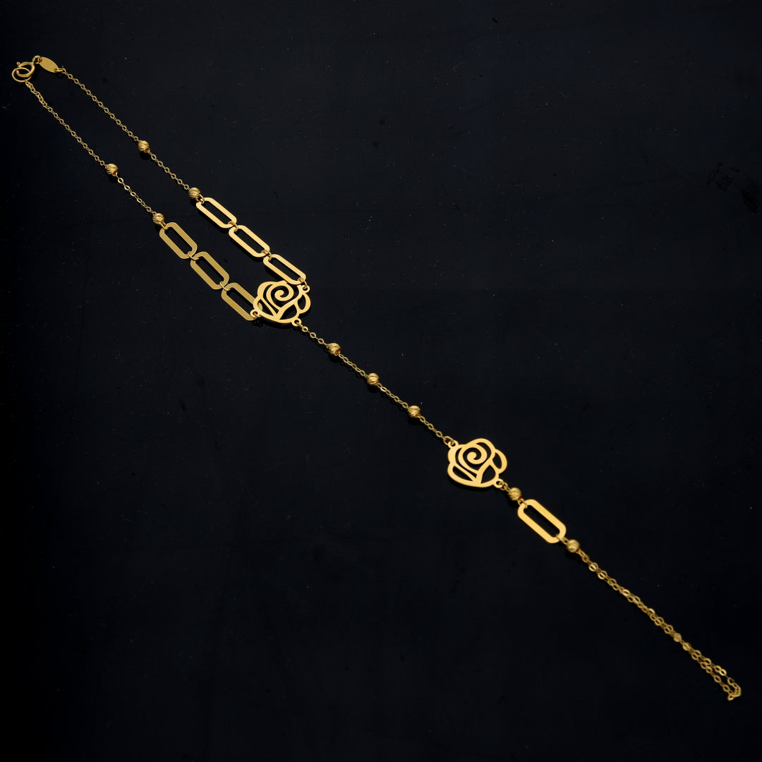 Gold Rose Shaped Bracelet 21KT - FKJBRL21KM11765
