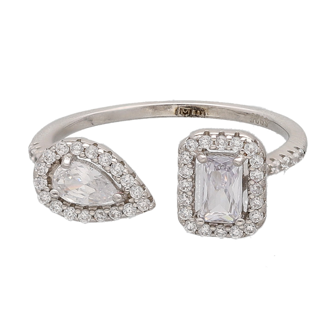 Sterling Silver 925 Dual Halo Ring - FKJRNSL10711