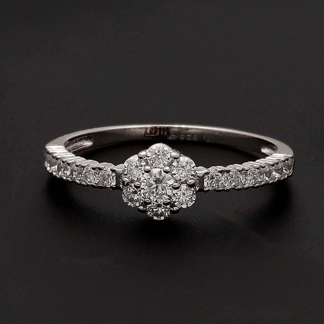 Sterling Silver 925 Cluster Flower Ring - FKJRNSL10714