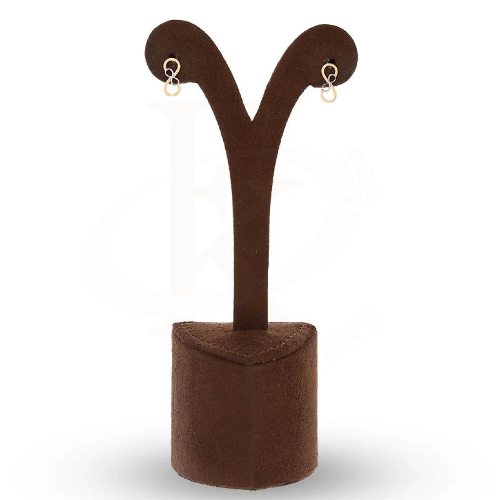 Dual Tone Gold Infinity Stud Earrings 18Kt - Fkjern18K5535