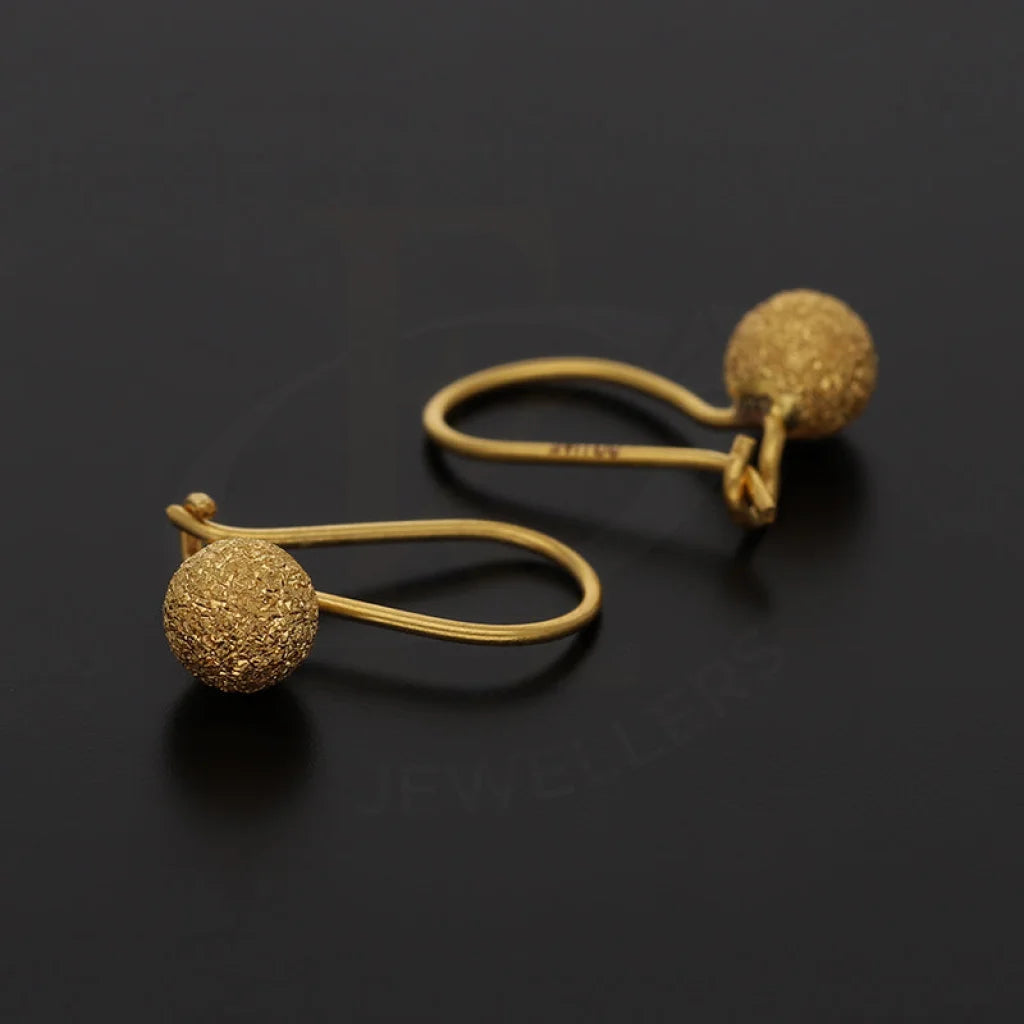 Gold Ball Hoop Earrings 21Kt - Fkjern21Km5423
