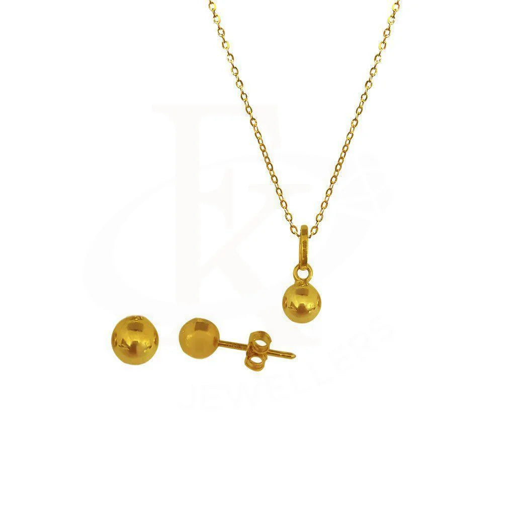 Gold Ball Pendant Set (Necklace And Earrings) 18Kt - Fkjnklst1870 Sets
