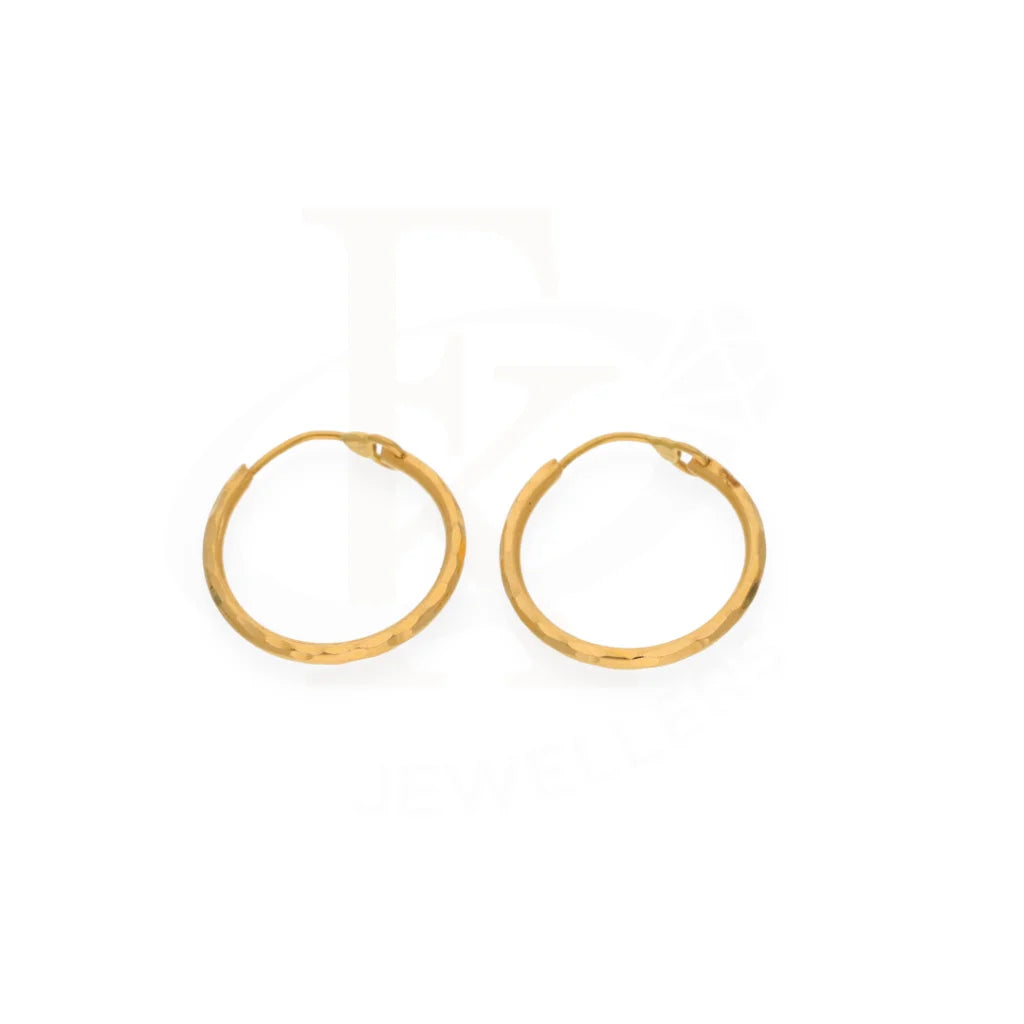 Gold Clip On Hoop Earrings 21Kt - Fkjern21K7733