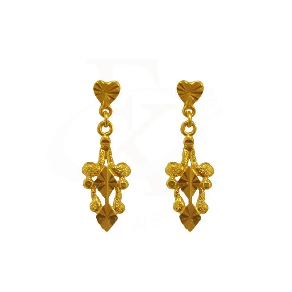 Gold Drop Earrings 22Kt - Fkjern1616