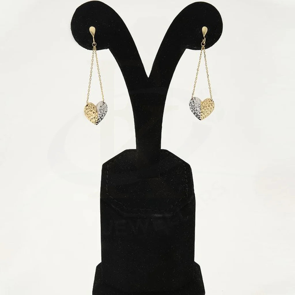 Gold Dual Tone Hearts Shaped Drop Earrings 18Kt - Fkjern18K1842