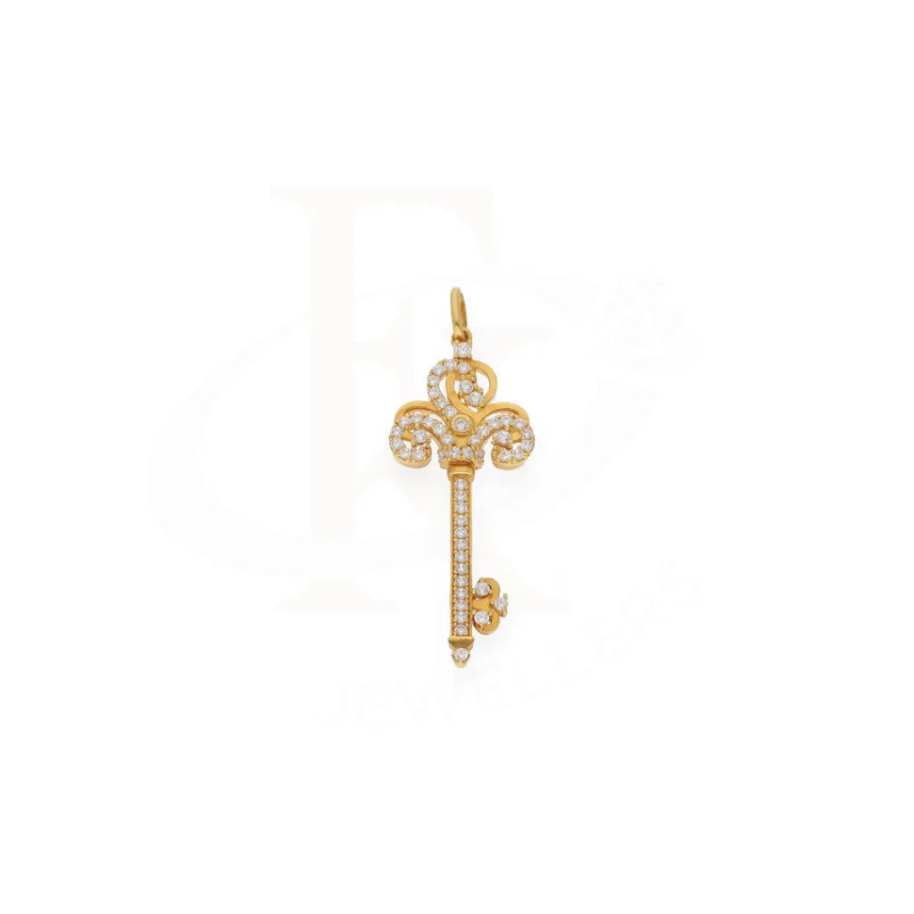 Shop Gold Dual Tone Key Shaped Pendant 21KT at FKJewellers