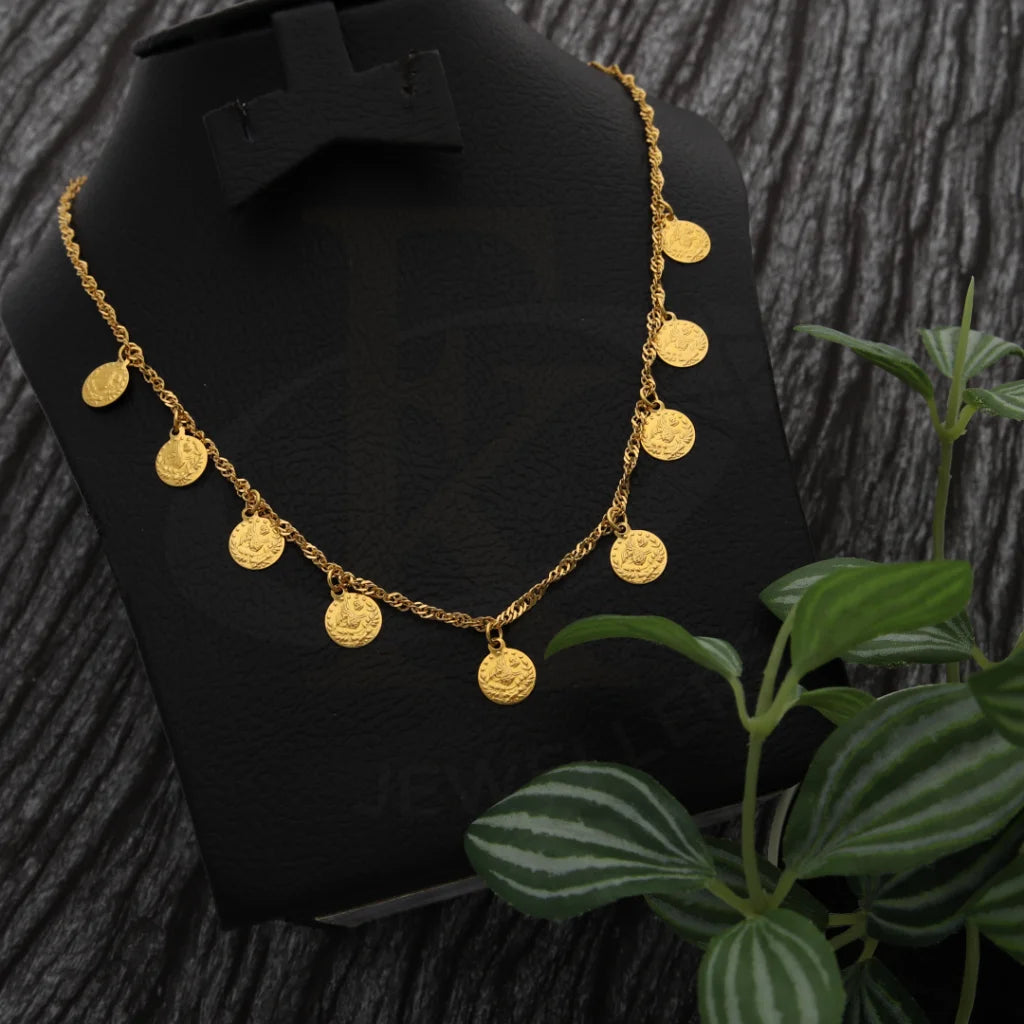 Buy Online Gold Hanging Coin Necklace 21KT From FKJewellers - FKJNKL21K7738  – FK Jewellers