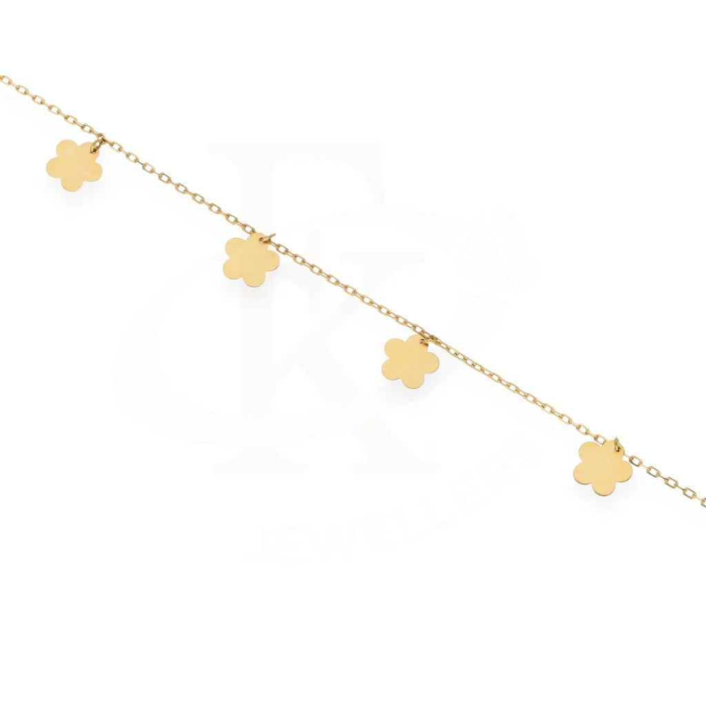 Gold Hanging Flower Shaped Anklet 18Kt - Fkjankl18K7849 Anklets