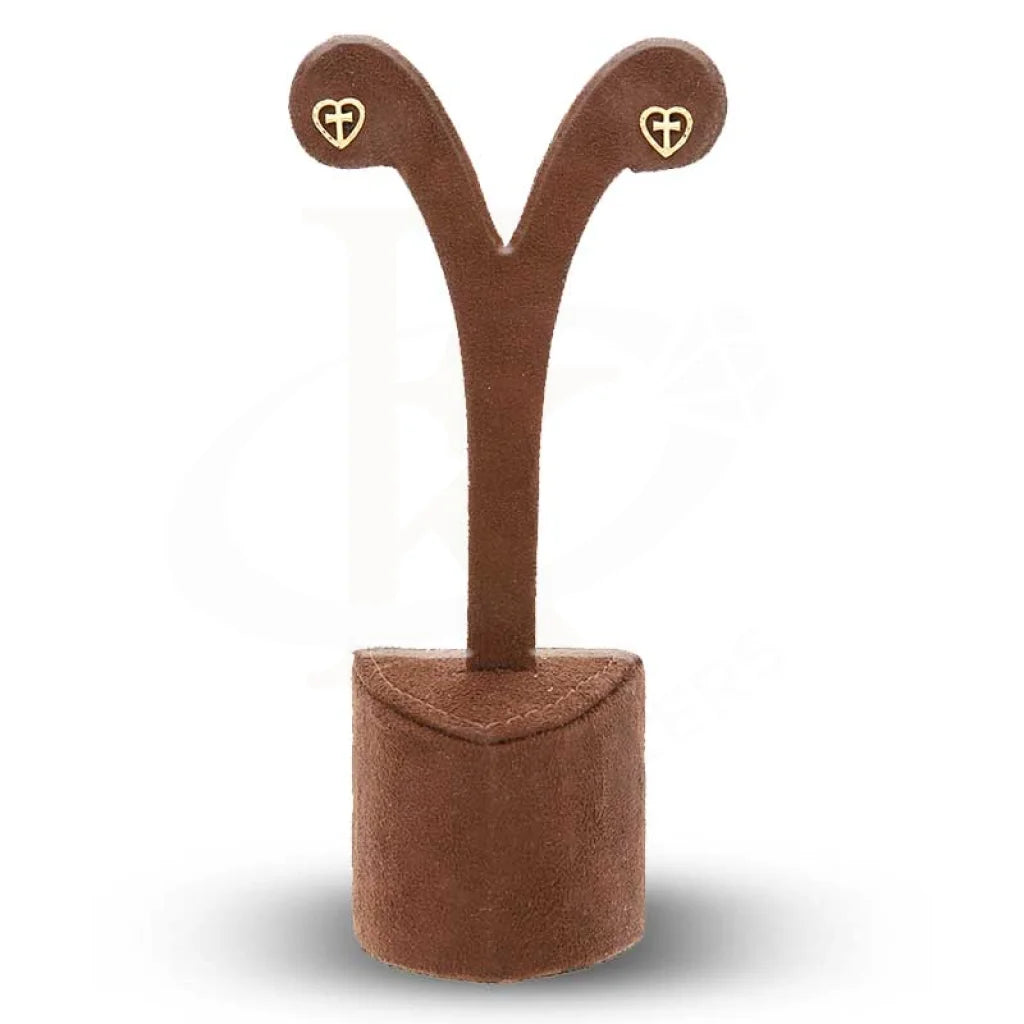 Gold Heart Cross Stud Earrings 18Kt - Fkjern18K2800