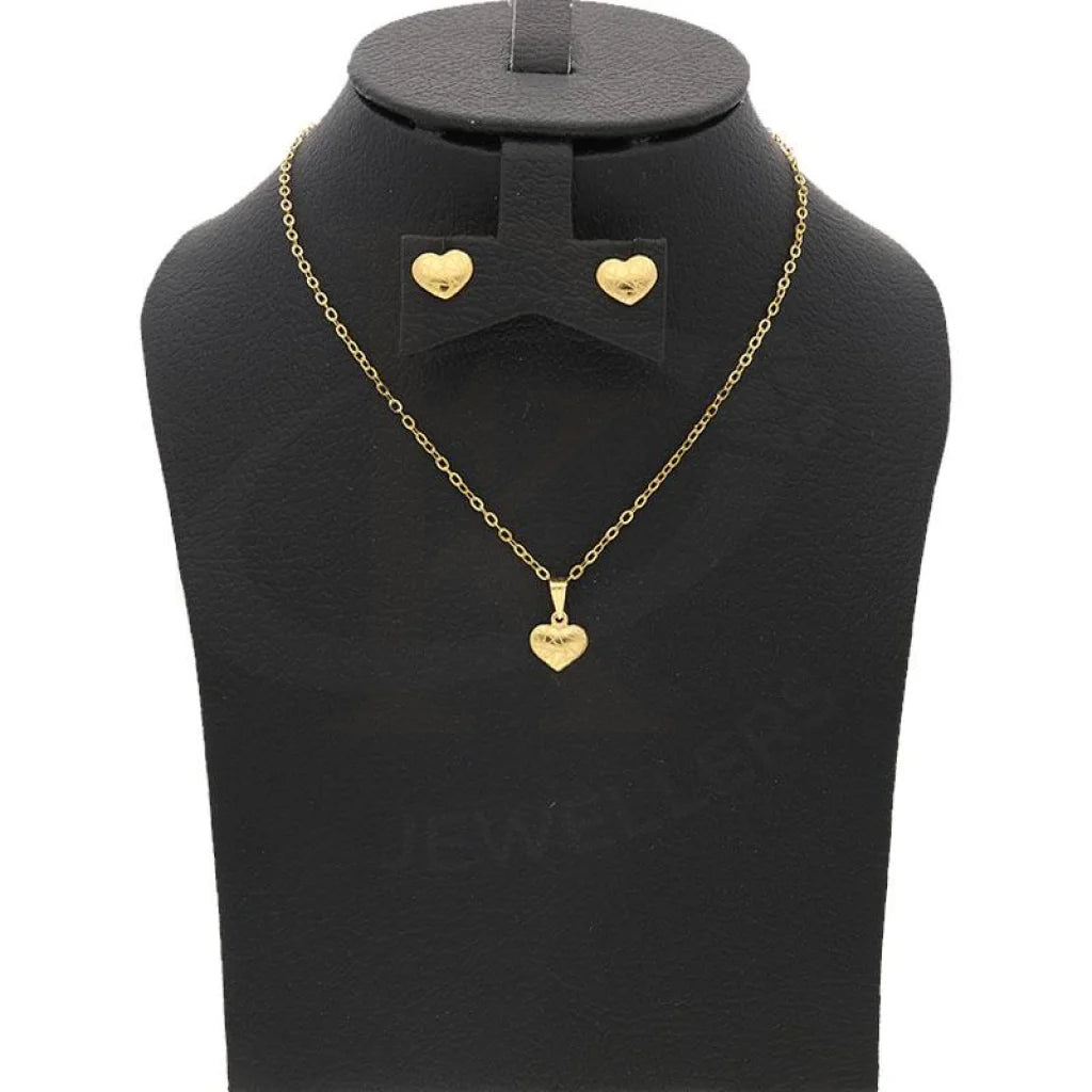 Gold Heart Pendant Set (Necklace And Earrings) 18Kt - Fkjnklst18K2150 Sets