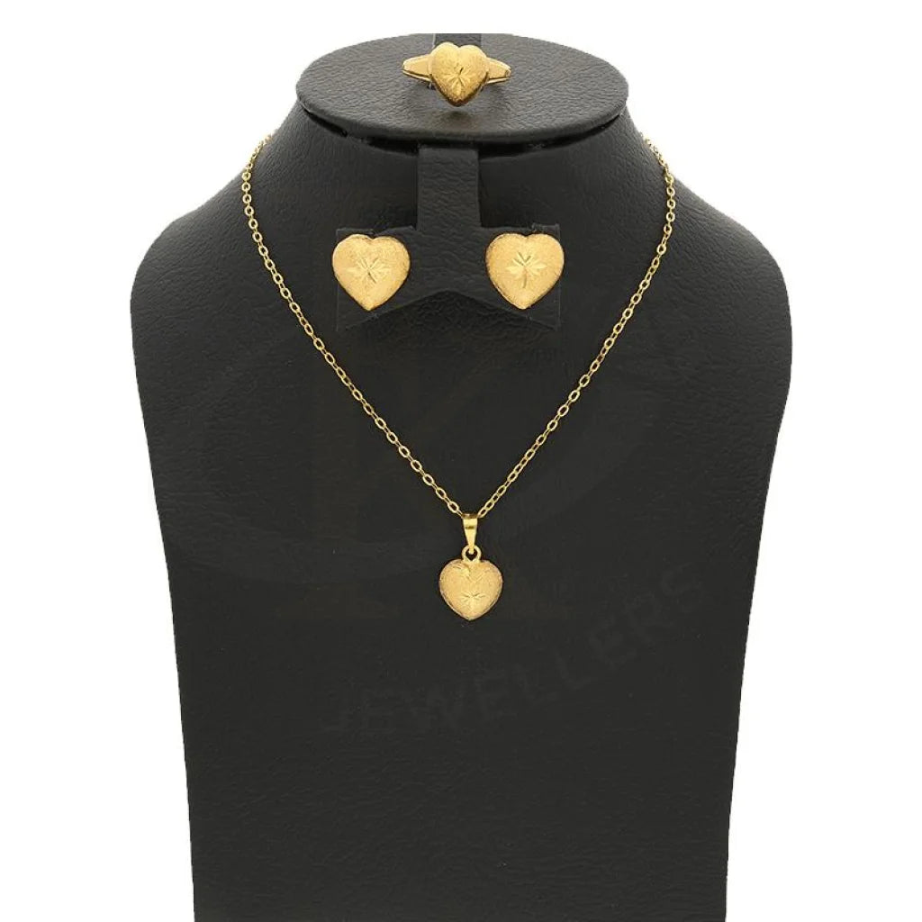 Gold Heart Pendant Set (Necklace Earrings And Ring) 18Kt - Fkjnklst18K2240 Sets