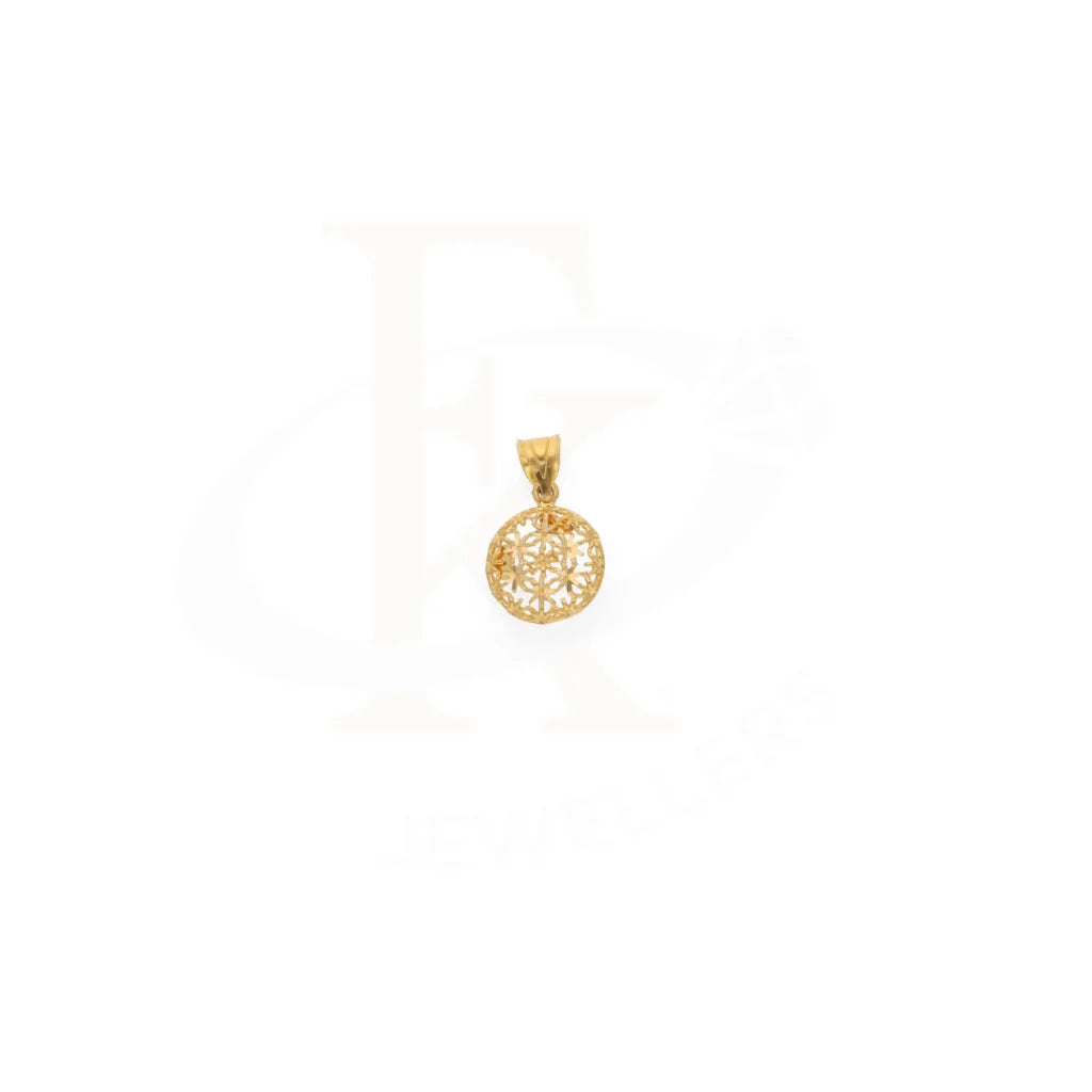 Gold Round Shaped Hollow Pendant 21Kt - Fkjpnd21Km7946 Necklaces