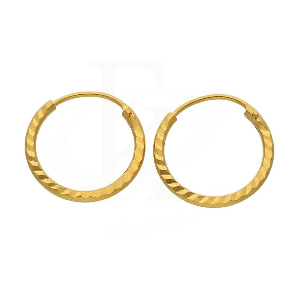 Gold Hoop Earrings 21Kt - Fkjern21K2430 Diameter: 12Mm / 1.000 Grams