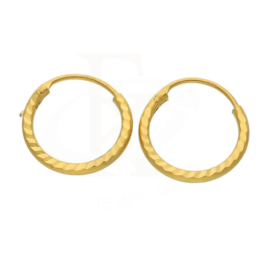 Gold Hoop Earrings 21Kt - Fkjern21K2430 Diameter: 15Mm / 1.100 Grams