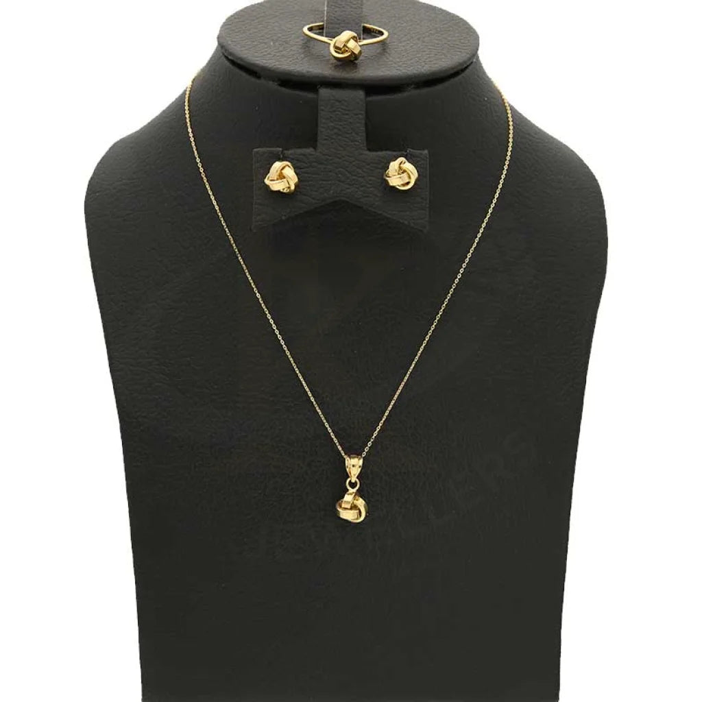 Gold Knot Pendant Set (Necklace Earrings And Ring) 18Kt - Fkjnklst18K2361 Sets