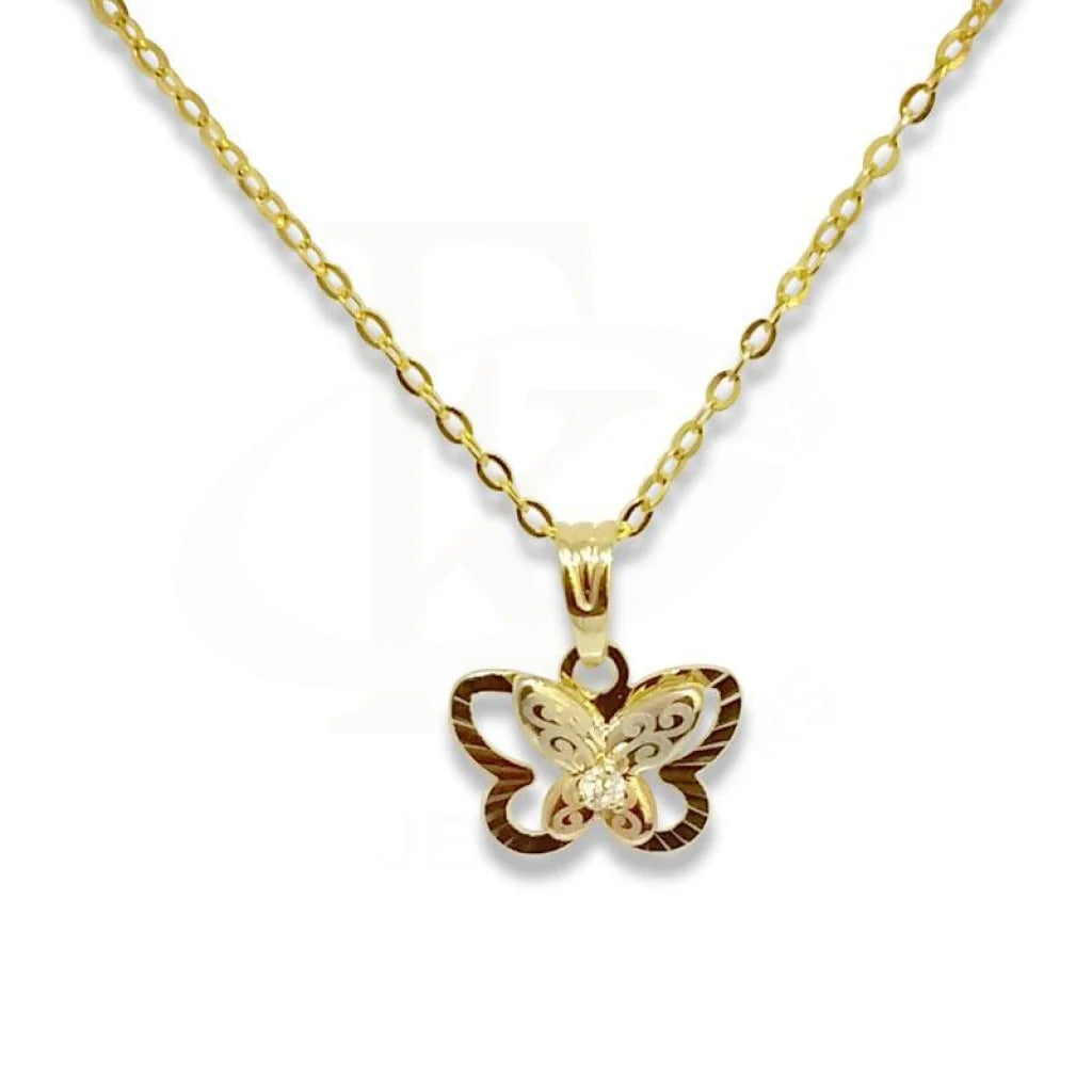 Gold Necklace (Chain With Butterfly Pendant) 18Kt - Fkjnkl1211 Necklaces