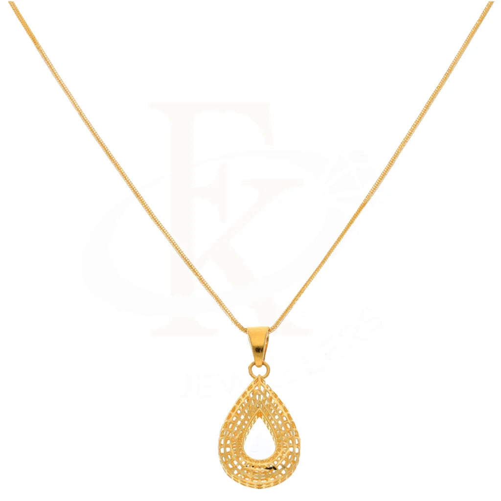 Gold Necklace (Chain With Drop Shaped Pendant) 21Kt - Fkjnkl21Km8419 Necklaces