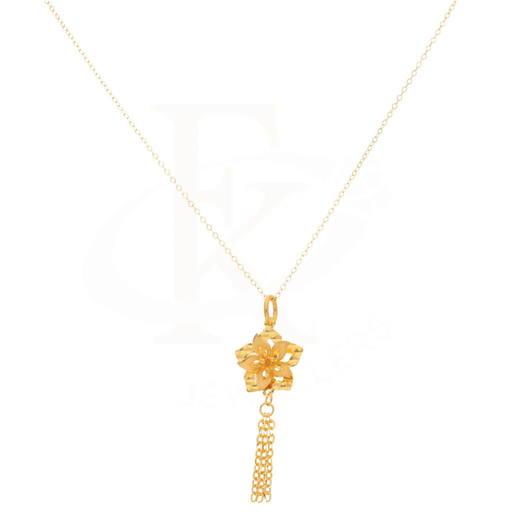 Gold Necklace (Chain With Floral Style Pendant) 21Kt - Fkjnkl21Km8436 Necklaces