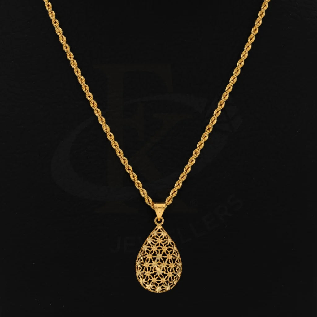 Gold Necklace (Chain With Flower Drop Pendant) 21Kt - Fkjnkl21Km8377 Necklaces