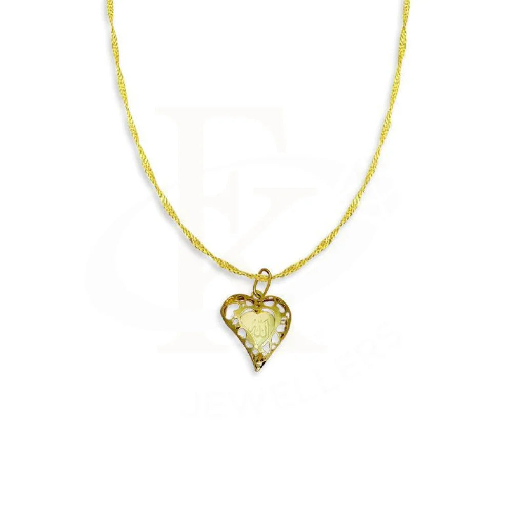 Gold Necklace (Chain With Heart Allah Pendant) 18Kt - Fkjnkl1467 Necklaces