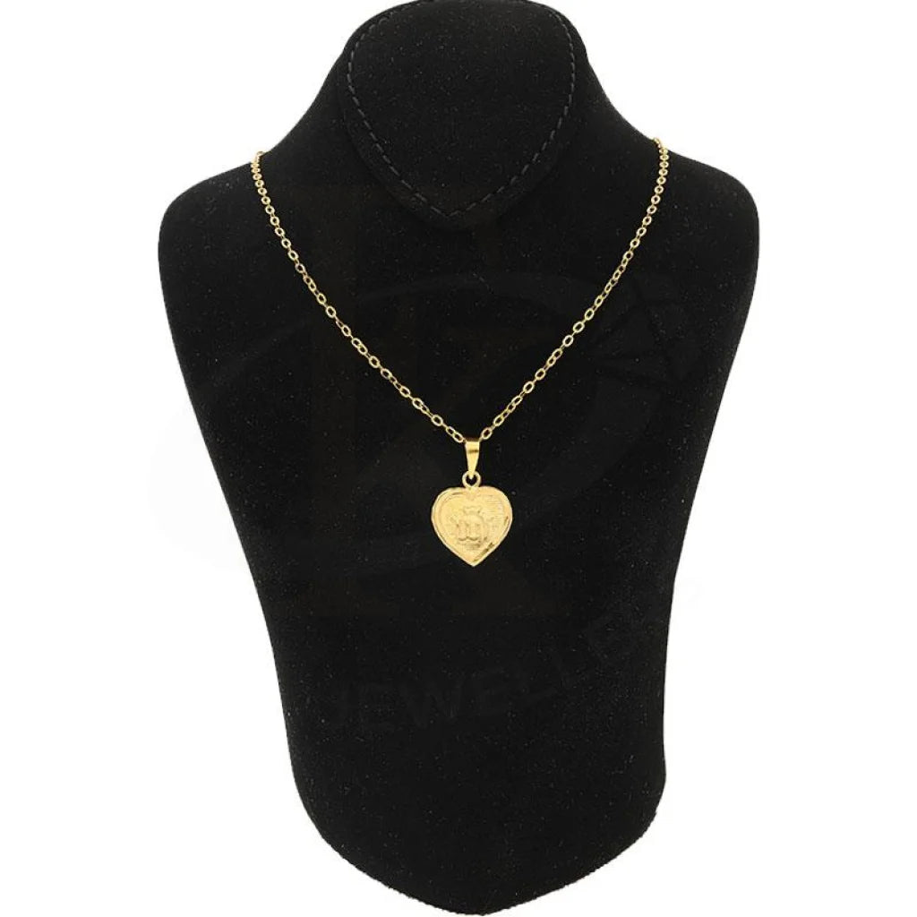 Gold Necklace (Chain With Heart Allah Pendant) 18Kt - Fkjnkl1470 Necklaces
