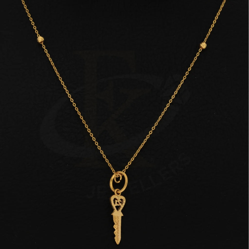 Gold Necklace (Chain With Heart In Key Pendant) 21Kt - Fkjnkl21Km8699 Necklaces
